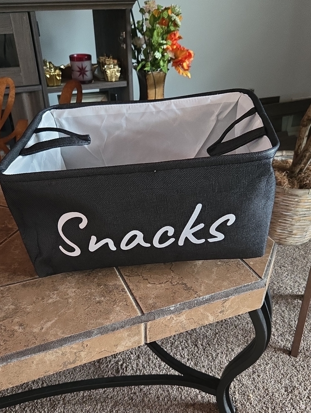 Black 'Snacks' Foldable Storage Bin - Kitchen & Pantry Organizer 🖤NEW
